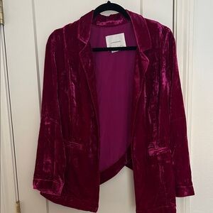 Anthropologie Crushed Velvet Blazer in Deep Pink